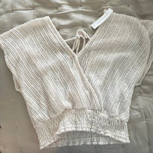 pookie and sebastian meri tie back ribbed top